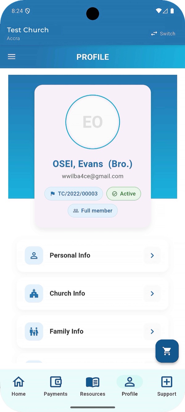 DaChurchMan app member profile