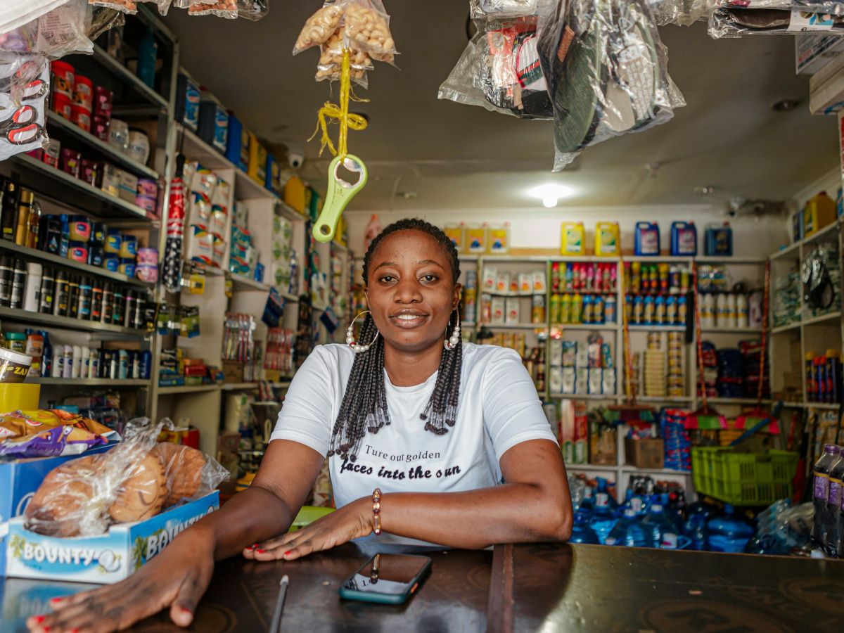 Cashier using POS in a shop